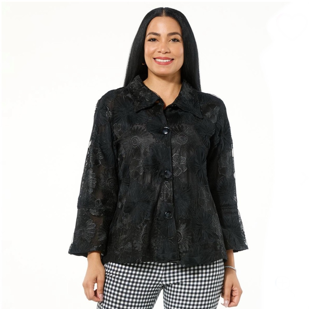 Womens size 3X Antthony Original Embroidered Lace button up Jacket lined NWT HSN